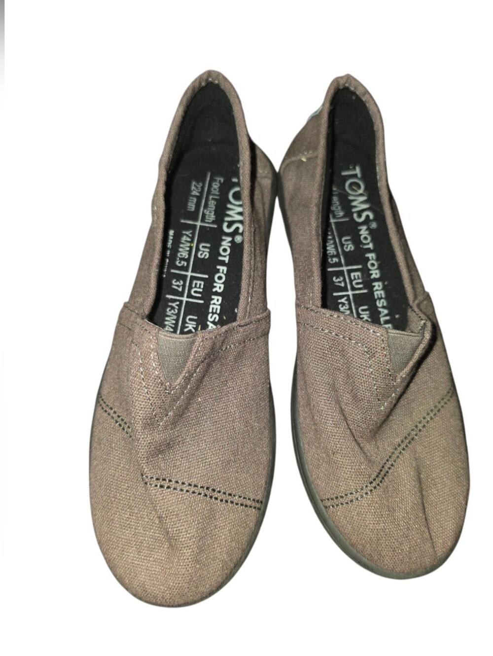 8/1/5. Womens And Girls Toms Slip-On Canvas Flats in Brown